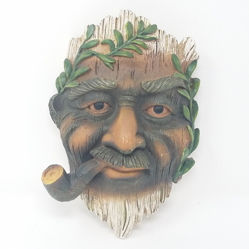 Vtg resin roman man face smoking pipe wall decor man cave